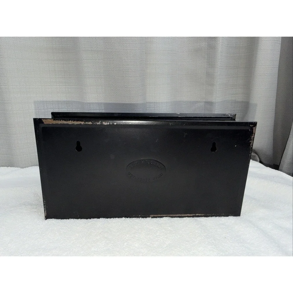 Plymouth Tole Ware Metal Hand Decorated  Black & Gold Wall Tissue Box Cover Long